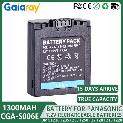 CGA-S006 CGR CGA S006E S006 S006A BMA7 DMW BMA7 Rechargeable Battery For Panasonic DMC FZ50 FZ7 FZ8 