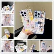 Cute Cartoon Minnie Mickey Mouse Wrist Strap Case For OPPO R11 R11S Plus R15 R17 Pro R15S Casing Phone Holder Camera Protection Soft TPU Transparent Cover