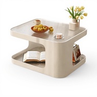 Floor Low Table Glass Small Coffee Table Space-Saving Accent Table Bedroom Living Room Storage Moder