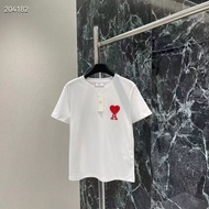 Ami Paris 2025 Summer Love T-shirt Short Sleeve Top Crew Neck Ins Mens And Womens Loose Half Sleeve 