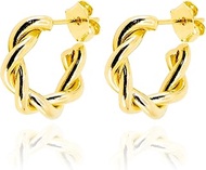 14K Gold Plated Twisted Rope Hoop Earrings • Women Chunky Trendy Simple Jewelry • High Polished Thic