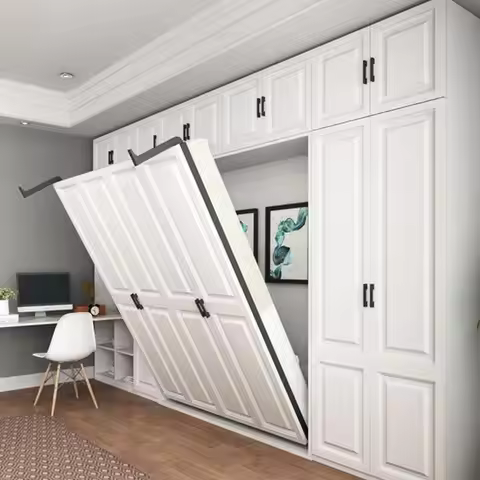 Invisible bed with wardrobe integrated multi-functional household small apartment double Murphy fold