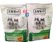 Boom อาหารสุนัข รสตับ เสริมภูมิคุ้มกัน ไม่เค็ม สำหรับสุนัขอายุ 1 ปีขึ้นไป 20 KG. สูตรถุงเขียว และถุง