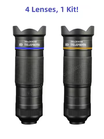 Telephoto Zoom Macro Fisheye 4-in-1 Wide-angle Lens Kit Phone Camera Lens 36X Phone Telephoto IPhone