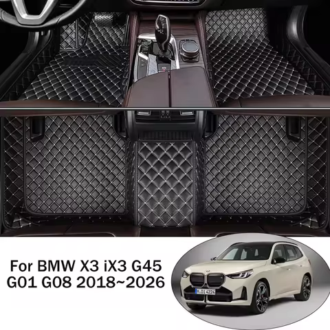 For BMW X3 G45 iX3 G01 G08 2018~2026 LHD RHD Car leather Floor Mats Scratch Resistant Carpets Pad In