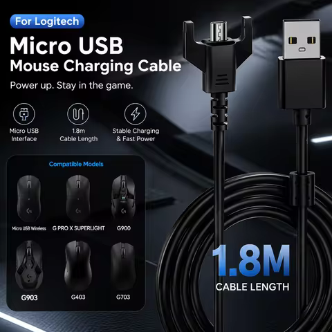 Replacement Braided USB Charging Data Cable Cord for Logitech G403 G703 G900 G903 Lightspeed G Pro X