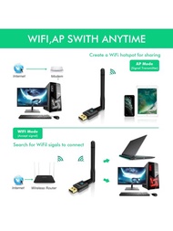 EDUPUSB介面600Mbps無線網路卡2.4G/5.8G wifi接收器桌上型筆記型電腦轉接器