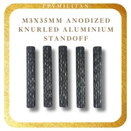 M3x35mm Anodized Knurled Aluminum M3x35 Standoff - Black