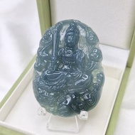 冰潤深藍水 文殊菩薩 吊墜 生肖兔守護神 | 天然A貨翡翠