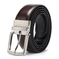 Mens Genuine Leather Belt Reversible For Jeans Male Rotated Buckle Dress Belts Designer Cowskin Leat