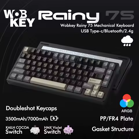 WOBKEY WOB Rainy75 Mechanical Keyboard 75% RGB Hot Swappable Wireless Wired Gaming Keyboard for Wind
