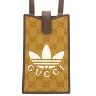 近全新 Gucci x Adidas GG 水晶皮革 702203ブラウン手機殼肩包 0859 [二手] GUCCI