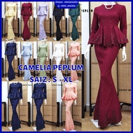 Baju Raya 2023 Camelia Peplum Kurung Baju Kurung Peplum Moden Peplum Lace Baju Tunang Nikah Bridesma