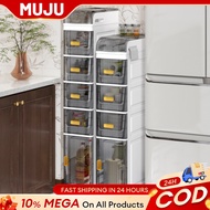 MUJU Gap Storage Cabinet Bathroom Drawer Cabinet With Wheel Plastic slim Cabinet Organizer Storage