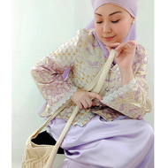 Loveaisyah Premium Batik Lilac Kebaya &amp; Satin Wrap Skirt Modern Baju Kurung