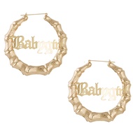 Old English Font Babygirl Word 9cm elegant Large Bamboo Earrings Hip-Pop Style Fashion Party Accesso