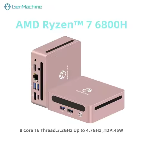 GenMachine Mini PC AMD R7 6800H 8-core 16-thread 16GB 6400Mhz LPDDR5 512GB PCIe 3.0 SSD WiFi 6 BT5.2
