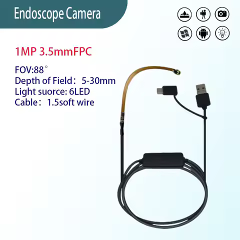 1MP 3.5mm FPC FOV88° flexible cable industrial endoscope Pipeline inspection 1.5m USB 3-in-1 flexibl