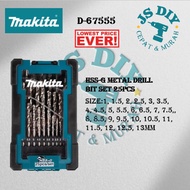 MAKITA Accessories D-67555 HSS-G METAL DRILL BIT SET 25pcs ( 1mm-13mm ) 【Ready Stock】【Drill Bit】