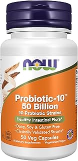NOW Supplements, Probiotic-10, 50 Billion, with 10 Probiotic Strains, Strain Verified, 50 Veg Capsul