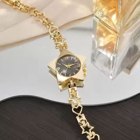 Creative Zinc Alloy Star Watch Y2k Charm Wristwatch Star Shape Bracelet Simple Gold Silver Chain Wat