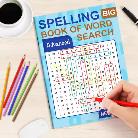 Spelling Book of Word Search Advanced & Elementary 32 Pages Mixed Words Puzzle Book for Adults Brain