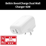 Belkin BoostCharge Dual Wall Charger 42W WCB009myWH Wall Charger Adapter Dual Port Charger Fast Char