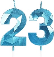 Birthday Candles Number 23 Blue - 3D Blue Candles for 23rd Birthday Decoration (Number 23 Candle, Ca