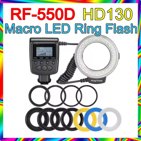 Fotopal RF-550D 48pcs Macro LED Ring Flash Bundle with 8 Adapter Ring for Canon Nikon Pentax Olympus