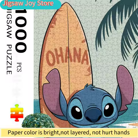 1000pcs Colorful Stitch Ohana Jigsaw Puzzle | Vibrant Abstract Design, Cartoon Ohana Pattern, Challe