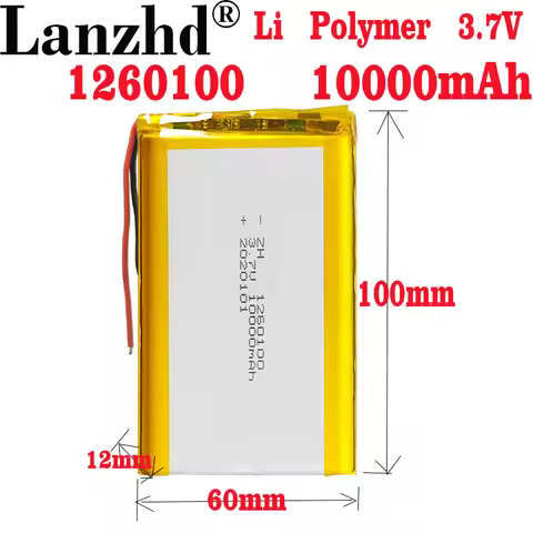 1-12pcs 3.7V Lipo Lithium Batteries 1260100 10000mAh Li Polymer Battery For Tablet DVD Bluetooth Spe