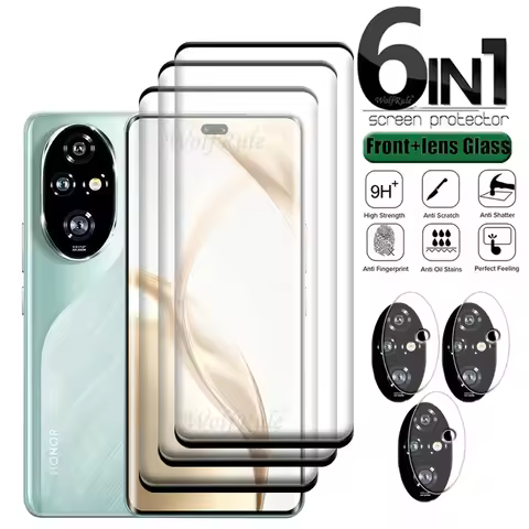 6-in-1 For Honor 200 Pro Glass For Huawei Honor200 Honor 200 Pro Glass HD 9H Full Curved Screen Prot