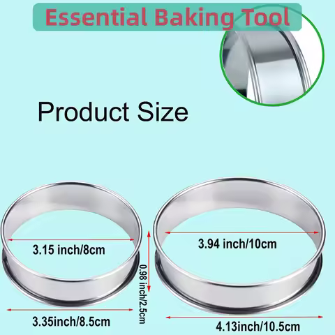 2/4/6 Pcs Muffin Tart Ring Set 8/10cm Stainless Steel Round Ring Cake Egg Mousse Mold Double Rolled 