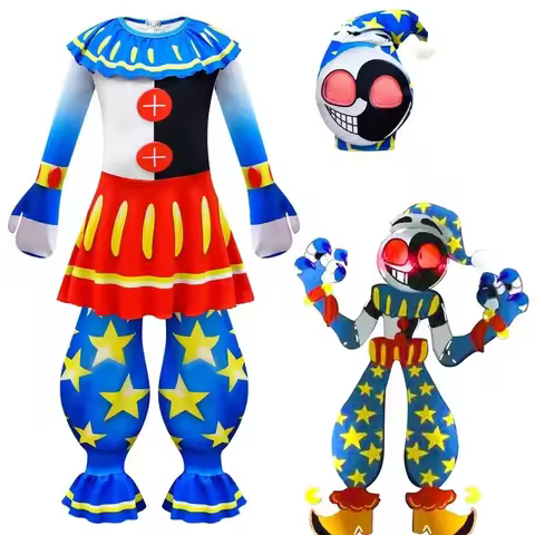w;3'c\6,b'★Halloween Cosplay Costume Anime Sundrop FNAF Sun clown Clothing s Bodysuit With mask Carn