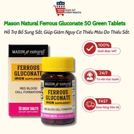 Mason Natural Ferrous Gluconate Organic Iron Supplement Pills Reduce the Risk of Anemia 50 Pills