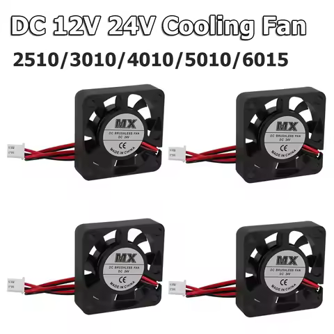 2/4pcs 12V 24V Cooling Fan 2510 3010 4010 5010 6015 Cooler Fan 3D Printer Parts Computer CPU Cooling