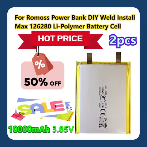For Romoss Power Bank DIY Weld Install 3.85V Max 10000mAh 126280 Li-Polymer Battery Cell 2pcs