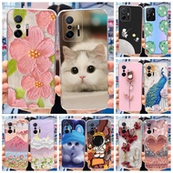 Xiaomi 11T 5G / 11T Pro 5G Cute Flower Cat Printing Phone Casing Mi11t 11tPro Soft Silicone TPU Case