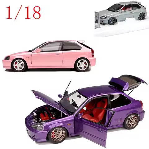 MH Diecast 1/18 Scale Honda Civic Type R EK9 All Doors Open Alloy Car Model Toys for Boys Gift Chris