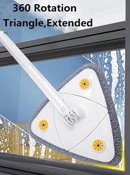 🔥 NEW Extended Triangle Mop 360 Twist Squeeze Wringing Xtype Window Glass Toilet Bathrrom Floor Household Cleaning Ceiling Dusting