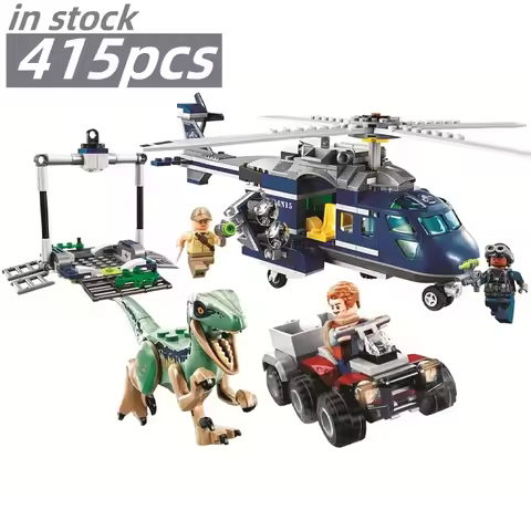 2025 new Models in stock Blue's Helicopter Pursuit Jurassics Building Blocks 75928 Educational Toys 
