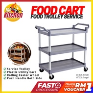 Food Trolley Multifunction 3 Tier Trolley Grey Plastic Food Service Trolley Utility Cart CC-S3S | CC-S3L (Troli Pinggan)