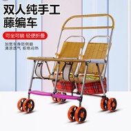 Twin Twin Rattan Lightweight Foldable Baby Stroller Twin Stroller Foldable Reclining Two Seats