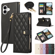 Grid style Leather Phone Case for Samsung Galaxy S25 S24 Plus Ultra Edge FE Card slot wallet PU Flip