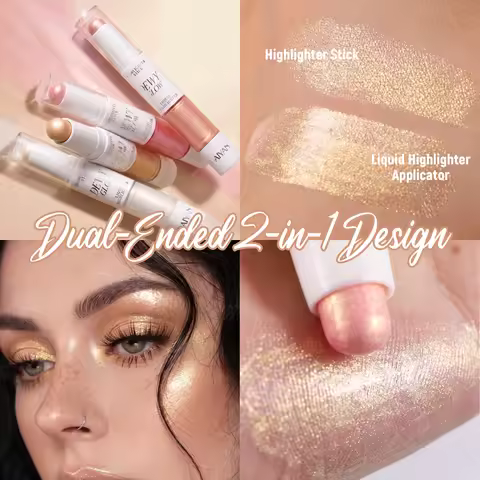 Double Head Highlight Stick Pearlescent Pink Lying Silkworm Eyeshadow Face Contour Brightening Silve