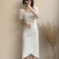 White Long Korean Style Dress - Elegant Evening Party Wear for Women | Plus Size Summer Night Outfit