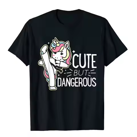 Kawaii Dangerous Karate Taekwondo Tshirt Funny Graphic Tshirts Women Men O-neck Casual Short Sleev T