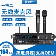 Outdoor Stage ktv Karaoke Microphone Karaoke Wireless Microphone Household FM One for Two Live Micro