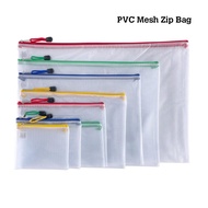 [SG Local] PVC Mesh Zip Bag with Card Slot file folder Document File size A3 B4 A4 A5 A5.5 A6 B8