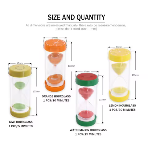 4-color Fruit Sand Timer, 3/5/15/30 Min Hourglass Timer For Kids Tooth Brushing, Classroom, Kitchen,